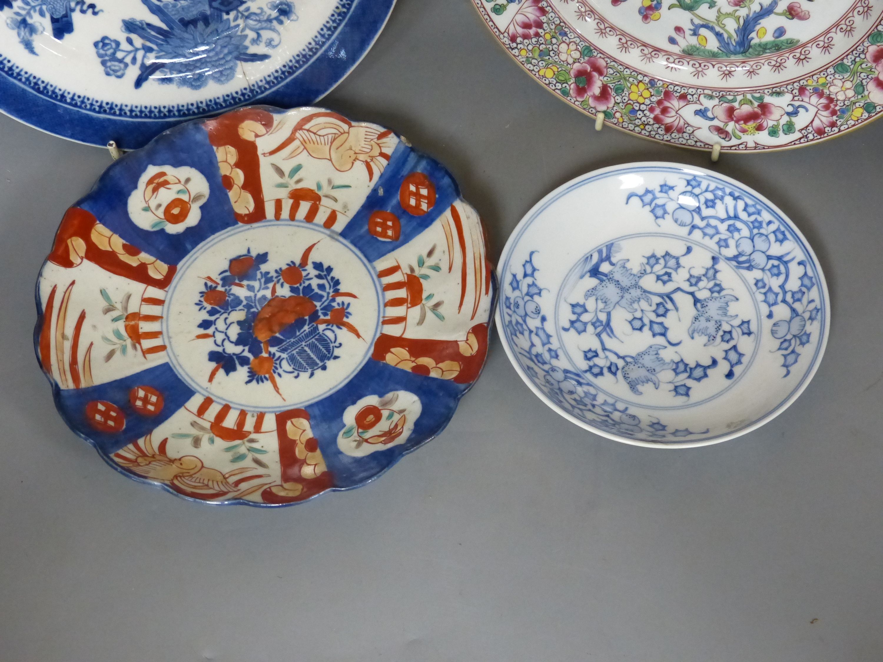 Four Chinese and Japanese plates, largest 28cm diameter